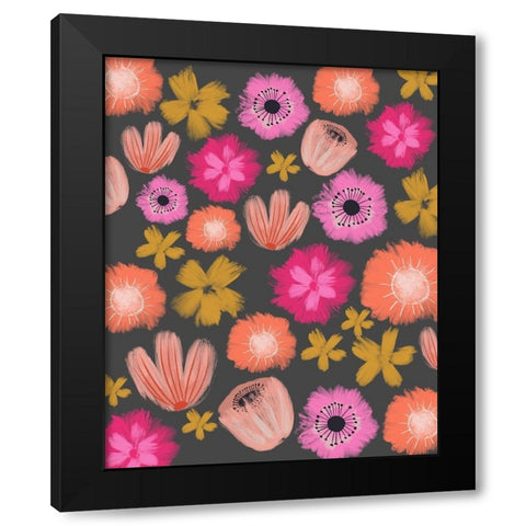 Pink Floral Pattern III Black Modern Wood Framed Art Print by Doucette, Katie