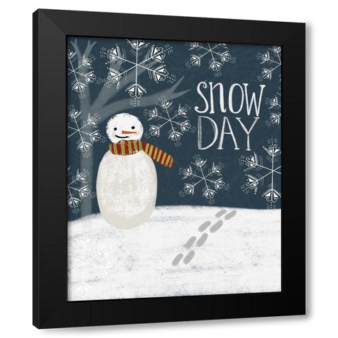 Snowday Snowman Black Modern Wood Framed Art Print by Doucette, Katie