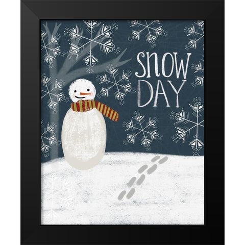 Snowday Snowman Black Modern Wood Framed Art Print by Doucette, Katie