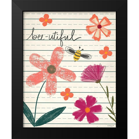 Bee-utiful Black Modern Wood Framed Art Print by Doucette, Katie