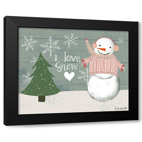 I Love Snow Black Modern Wood Framed Art Print with Double Matting by Doucette, Katie
