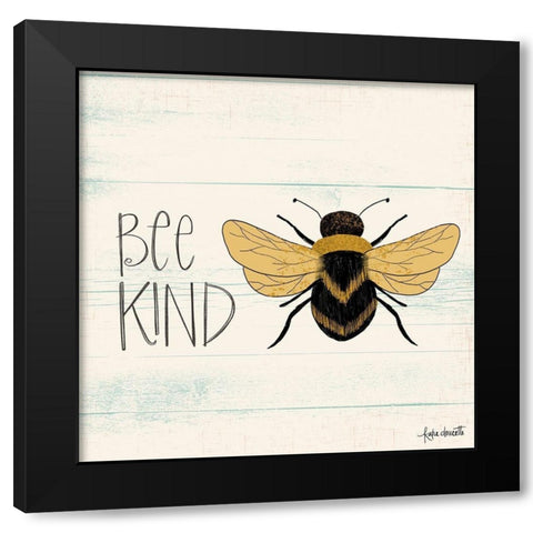 Bee Kind Black Modern Wood Framed Art Print with Double Matting by Doucette, Katie
