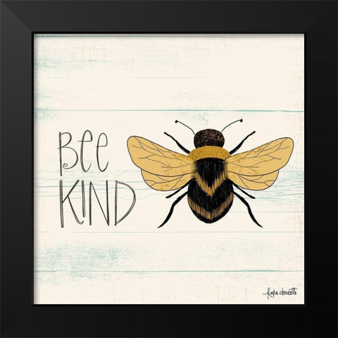 Bee Kind Black Modern Wood Framed Art Print by Doucette, Katie