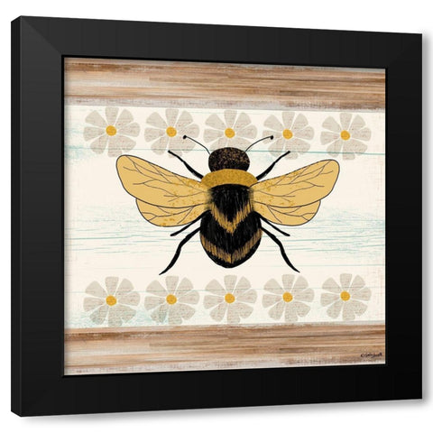 Farmhouse Bee Black Modern Wood Framed Art Print by Doucette, Katie