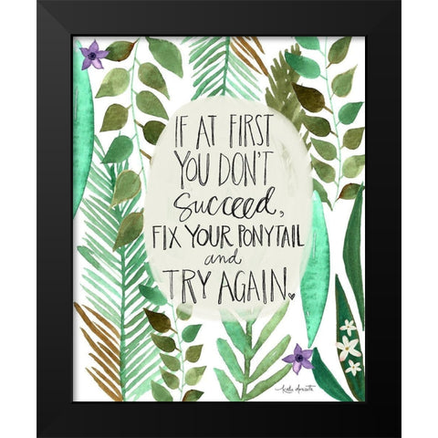 Fix Your Ponytail Black Modern Wood Framed Art Print by Doucette, Katie