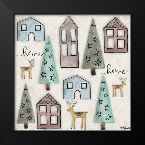 Holiday Houses Black Modern Wood Framed Art Print by Doucette, Katie