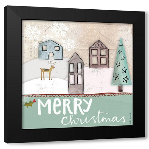 Merry Christmas Black Modern Wood Framed Art Print with Double Matting by Doucette, Katie