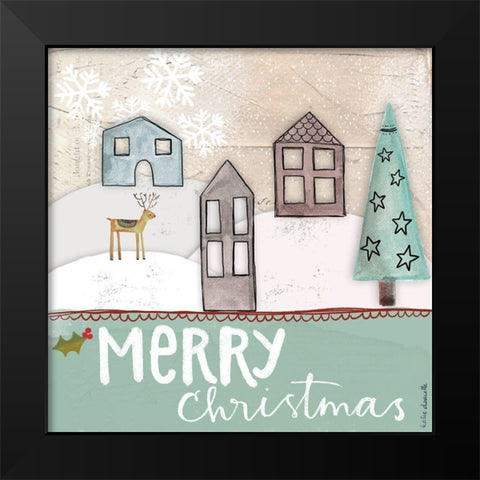 Merry Christmas Black Modern Wood Framed Art Print by Doucette, Katie