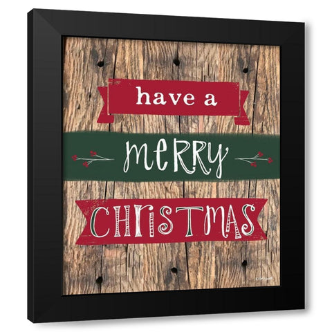 Merry Christmas Black Modern Wood Framed Art Print with Double Matting by Doucette, Katie