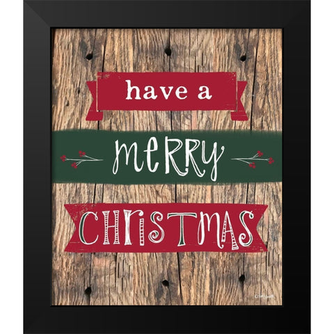 Merry Christmas Black Modern Wood Framed Art Print by Doucette, Katie