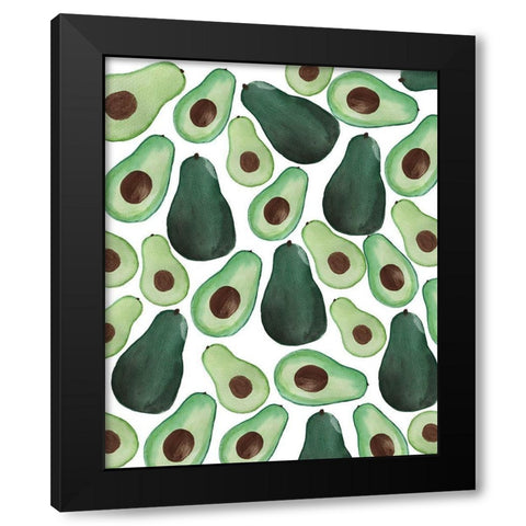 Avocado Pattern Black Modern Wood Framed Art Print with Double Matting by Doucette, Katie