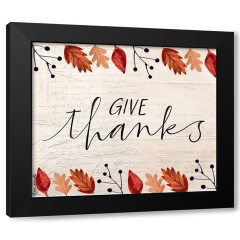 Give Thanks Black Modern Wood Framed Art Print by Doucette, Katie