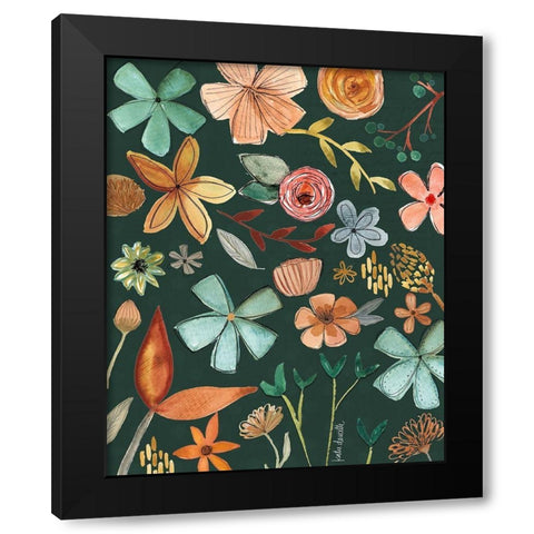 Rich Autumn Floral Pattern Black Modern Wood Framed Art Print with Double Matting by Doucette, Katie