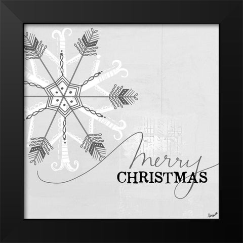 Merry Christmas Black Modern Wood Framed Art Print by Doucette, Katie