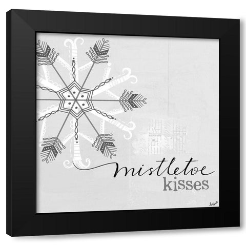 Mistletoe Kisses Black Modern Wood Framed Art Print by Doucette, Katie