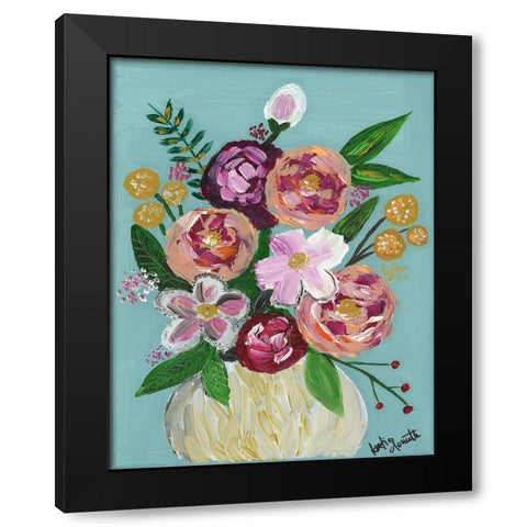 Oil Flowers on Canvas Black Modern Wood Framed Art Print by Doucette, Katie