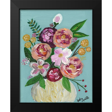 Oil Flowers on Canvas Black Modern Wood Framed Art Print by Doucette, Katie
