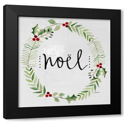 Noel Wreath Black Modern Wood Framed Art Print with Double Matting by Doucette, Katie