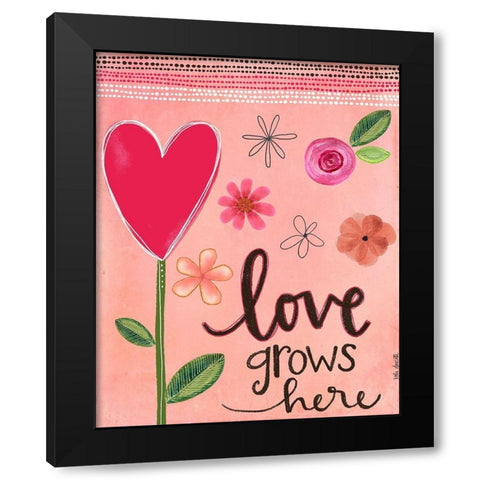 Love Grows Here Black Modern Wood Framed Art Print by Doucette, Katie