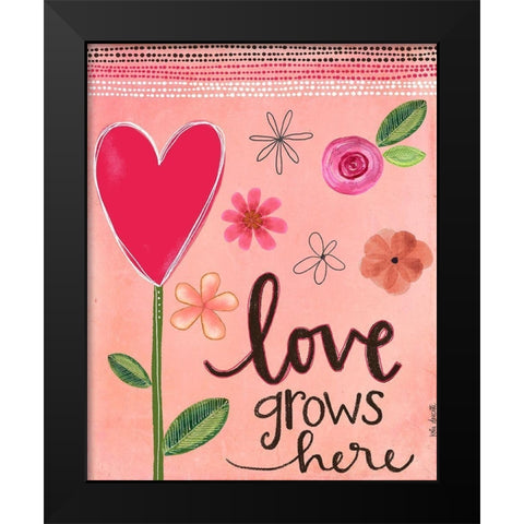Love Grows Here Black Modern Wood Framed Art Print by Doucette, Katie