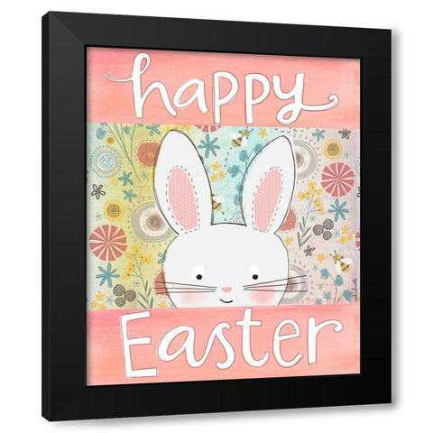 Happy Easter Bunny Black Modern Wood Framed Art Print by Doucette, Katie