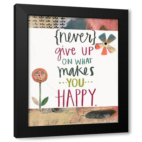 Never Give Up Black Modern Wood Framed Art Print by Doucette, Katie