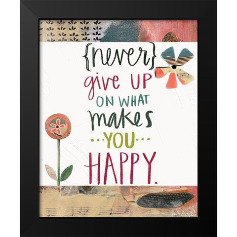 Never Give Up Black Modern Wood Framed Art Print by Doucette, Katie
