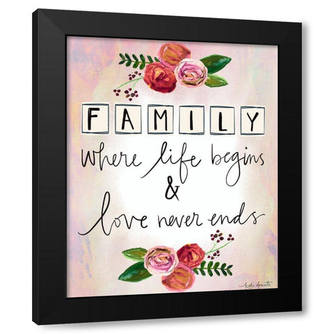 Love Never Ends Black Modern Wood Framed Art Print by Doucette, Katie