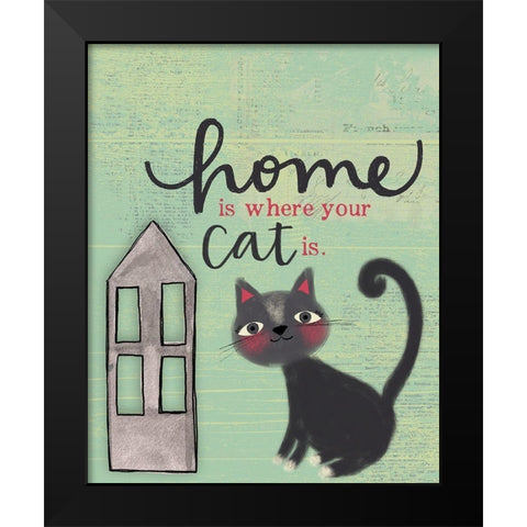 Home Cat Black Modern Wood Framed Art Print by Doucette, Katie