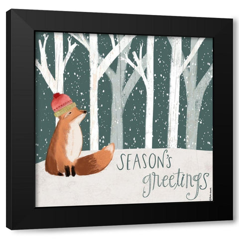 Seasons Greetings Black Modern Wood Framed Art Print by Doucette, Katie