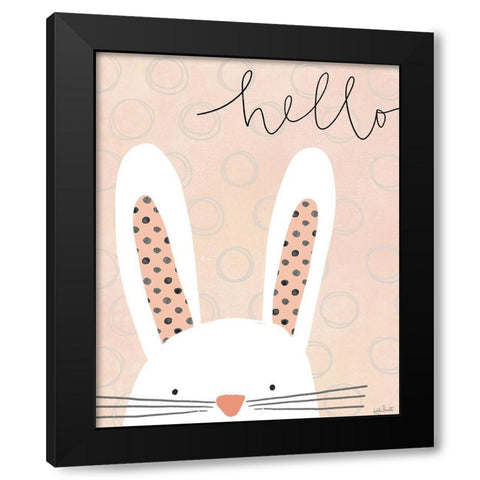Hello Bunny Black Modern Wood Framed Art Print by Doucette, Katie
