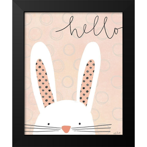 Hello Bunny Black Modern Wood Framed Art Print by Doucette, Katie