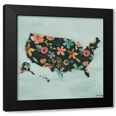 Floral America III Black Modern Wood Framed Art Print with Double Matting by Doucette, Katie
