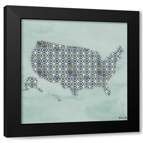 America Quilt Pattern Black Modern Wood Framed Art Print by Doucette, Katie