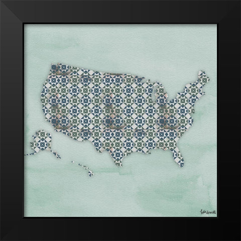 America Quilt Pattern Black Modern Wood Framed Art Print by Doucette, Katie