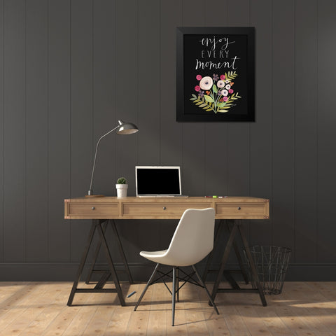 Enjoy Every Moment Black Modern Wood Framed Art Print by Doucette, Katie