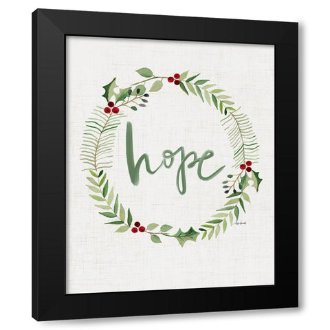 Hope Wreath Black Modern Wood Framed Art Print by Doucette, Katie