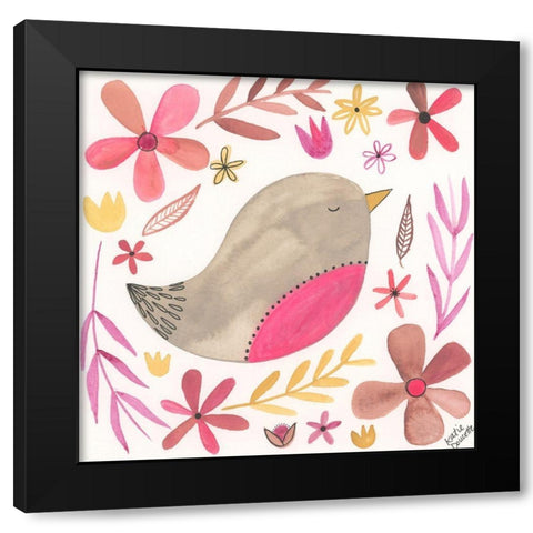 Pink bird Black Modern Wood Framed Art Print by Doucette, Katie