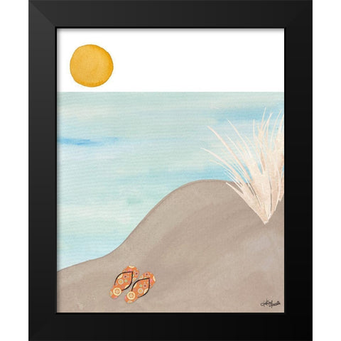 Flip Flops Black Modern Wood Framed Art Print by Doucette, Katie