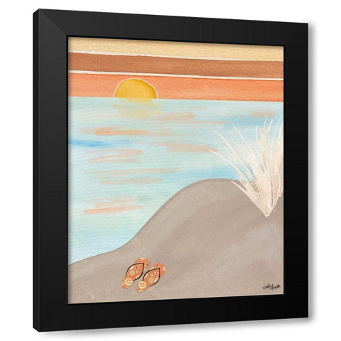 Flip Flops at Sunset Black Modern Wood Framed Art Print by Doucette, Katie