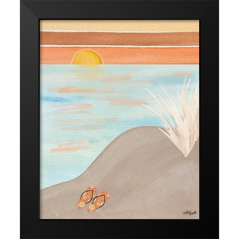 Flip Flops at Sunset Black Modern Wood Framed Art Print by Doucette, Katie