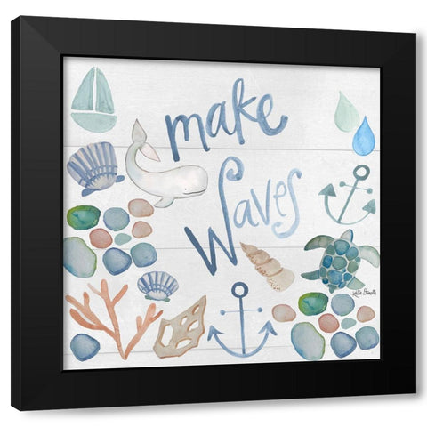 Make Waves Black Modern Wood Framed Art Print with Double Matting by Doucette, Katie
