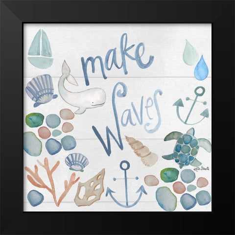 Make Waves Black Modern Wood Framed Art Print by Doucette, Katie