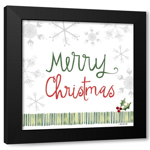 Merry Christmas Black Modern Wood Framed Art Print by Doucette, Katie