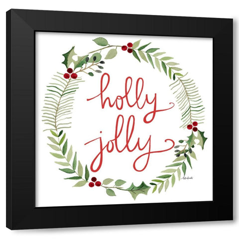 Holly Jolly Black Modern Wood Framed Art Print by Doucette, Katie