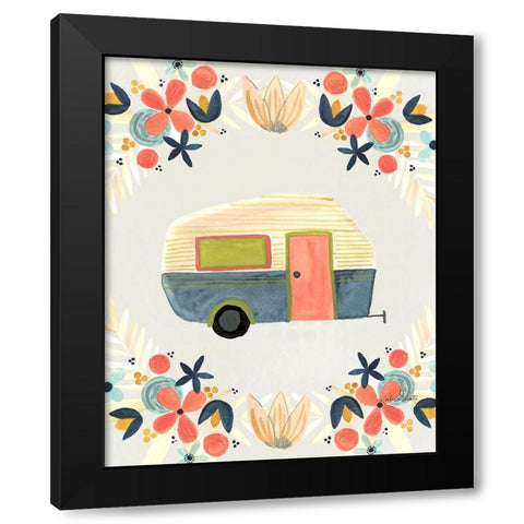 Floral Camper II Black Modern Wood Framed Art Print with Double Matting by Doucette, Katie