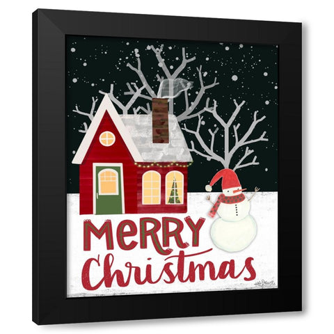 Merry Christmas Black Modern Wood Framed Art Print with Double Matting by Doucette, Katie