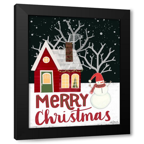 Merry Christmas Black Modern Wood Framed Art Print by Doucette, Katie