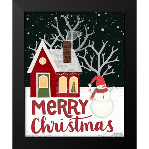 Merry Christmas Black Modern Wood Framed Art Print by Doucette, Katie