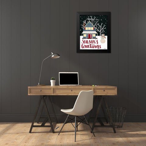 Seasons Greetings Black Modern Wood Framed Art Print by Doucette, Katie